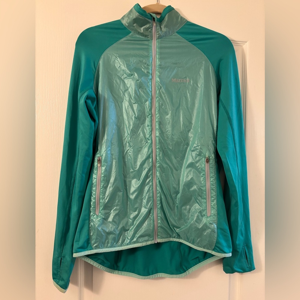 Marmot lightweight running jacket Seafoam green activewear windbreaker large